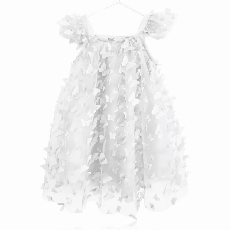 Dolly by Le Petit Tom Allover Butterflies Tutu Dress White