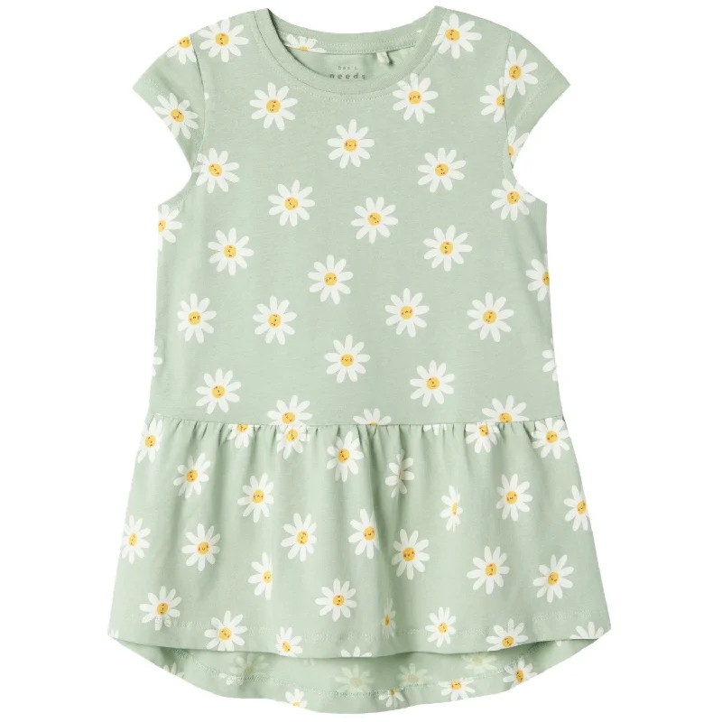 Name It Silt Green Daisy Flowers Vigga Dress Noos