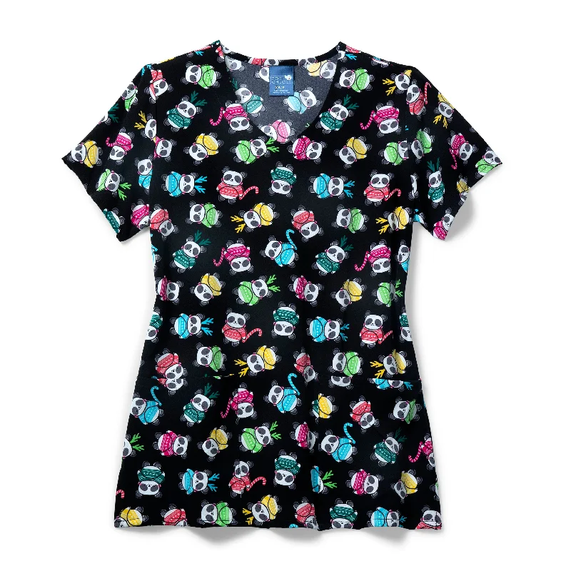 Zoe+Chloe Performance V-Neck Print Scrub Top - Sweater Weather