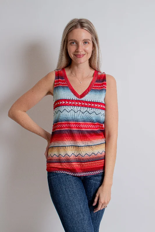 Sweater Knit Red Multi Tank