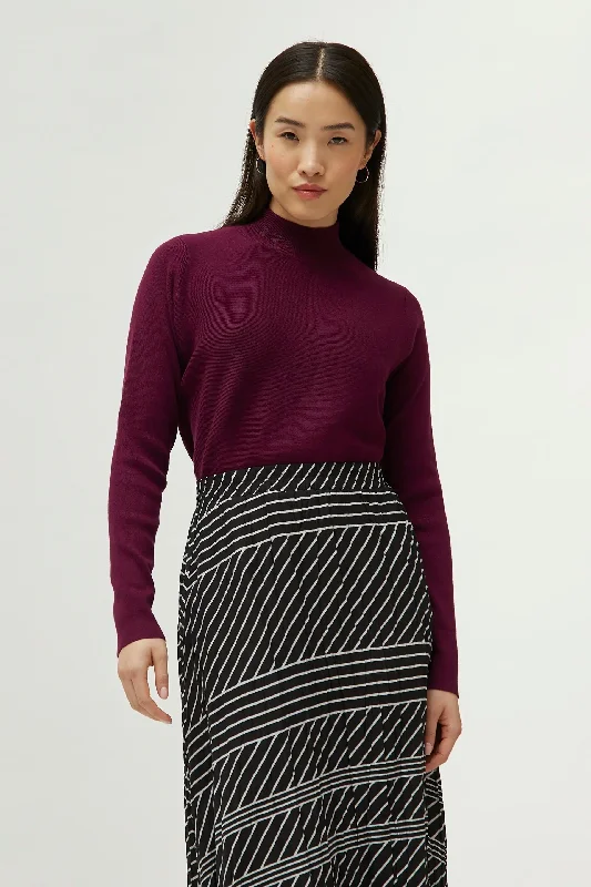 Aubergine Mock Flared Sweater