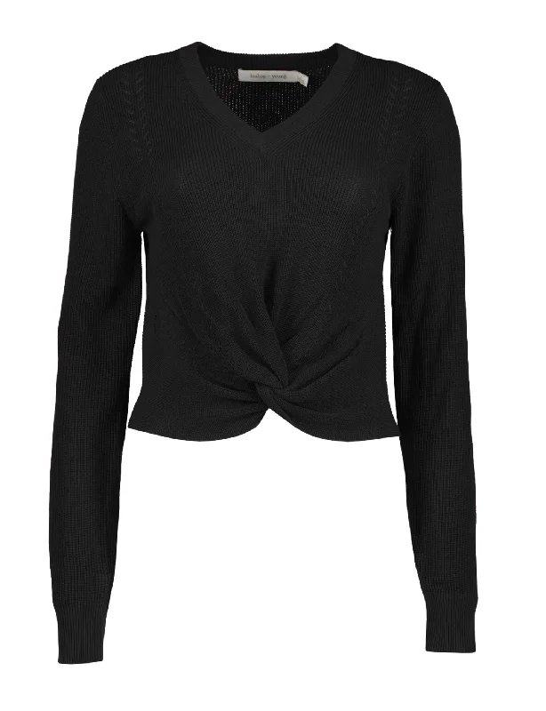 Mateo Twist Sweater, Black