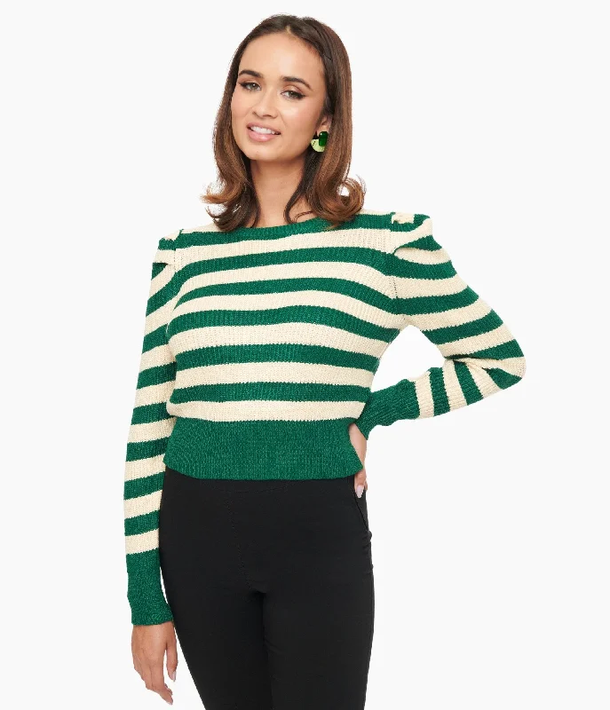 Green & White Stripe Yara Knit Sweater