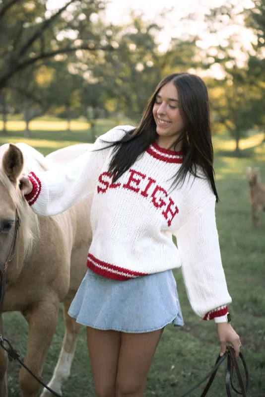 Ivory Sleigh Knit Christmas Sweater