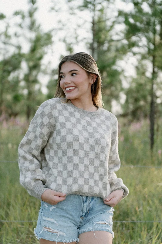 Oatmeal Checkered Sweater