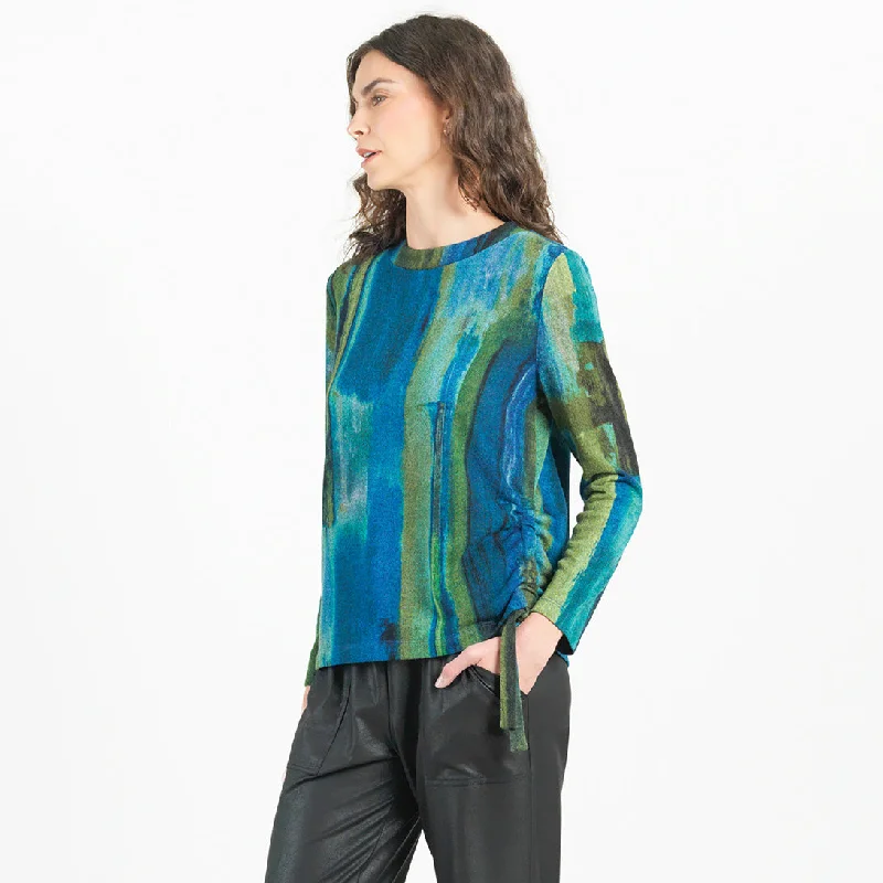 Paint Stroke Side Pull-Tie Sweater Top