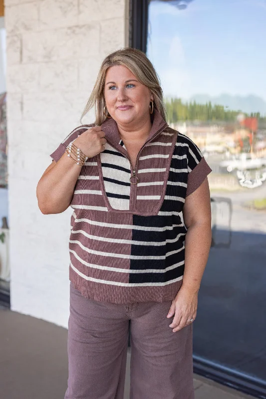 The Colorblock Brown Sweater Top