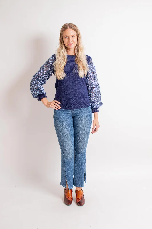 "Stevie" Blue Sweater Top