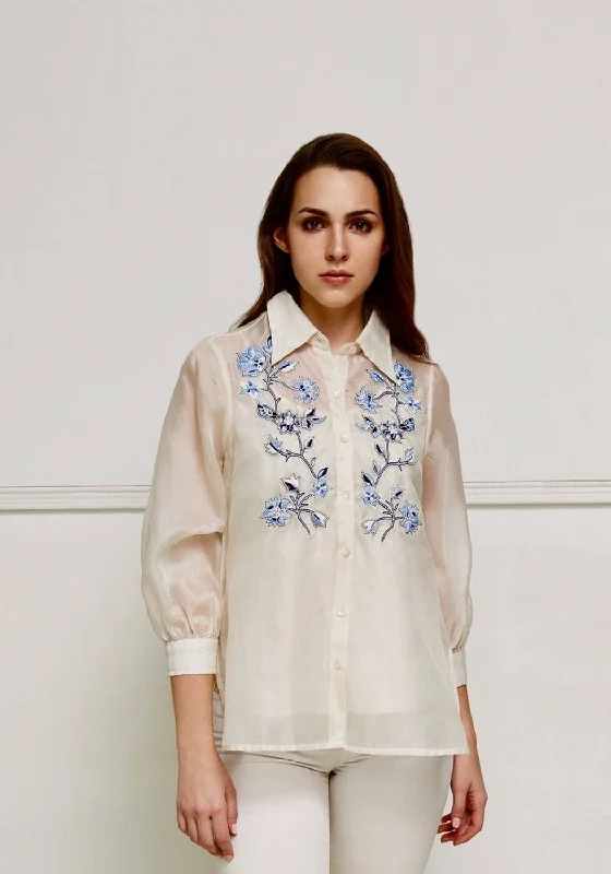 Leaves of Grass, New York Annaliese silk organza shirt