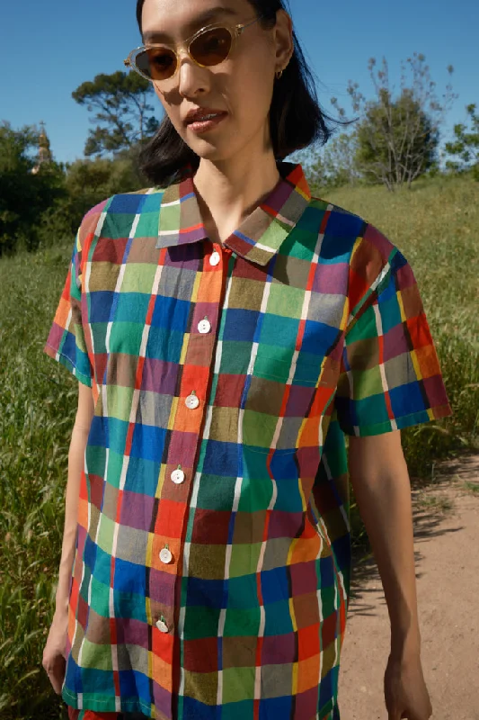 Dylan Shirt - Rainbow Grid Cotton