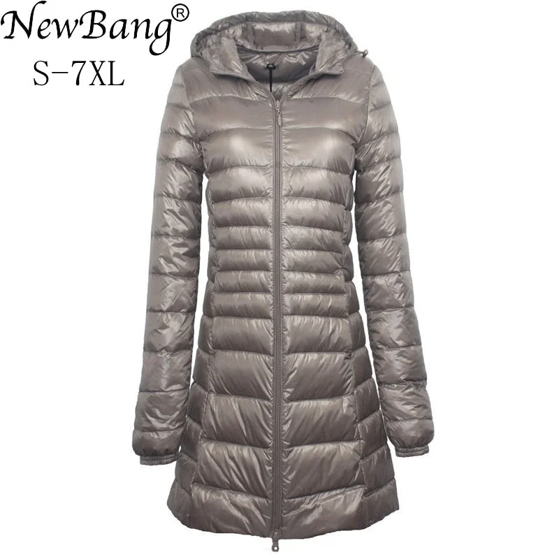 NewBang Brand 6XL 7XL Plus Long Down Jacket Women Winter Ultra Light Down Jacket Women With a Hood Down Coat Female Big Size