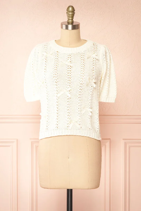 Sully | Cream Knit Shirt w/ Bows