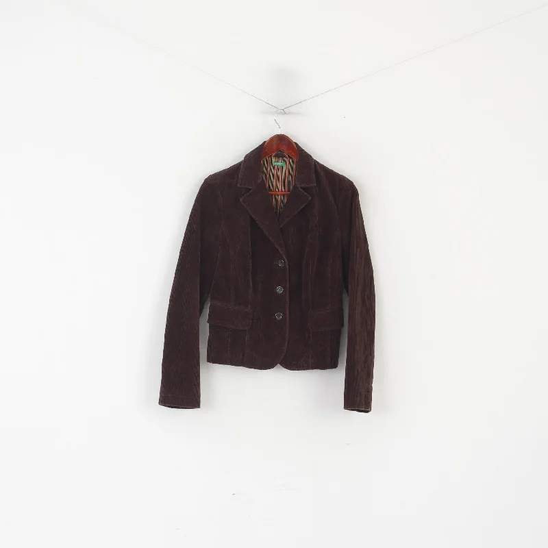 United Colors Of Benetton Women 44 S Blazer Brown Corduroy Single Breasted Jacket