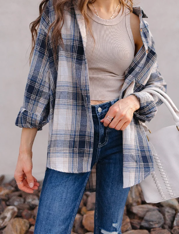 Mandy Plaid Collared Neck Long Sleeve Shirt