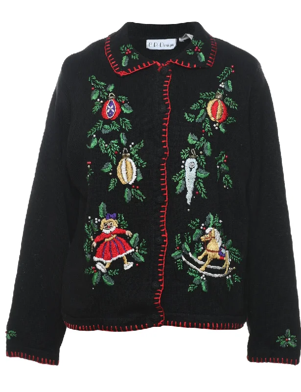 Black Christmas Cardigan - L