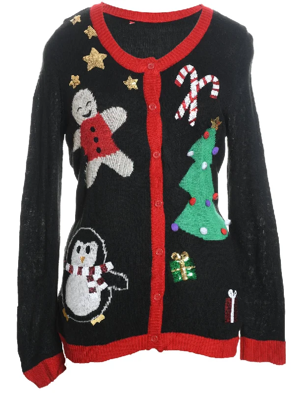 Black Christmas Cardigan - M