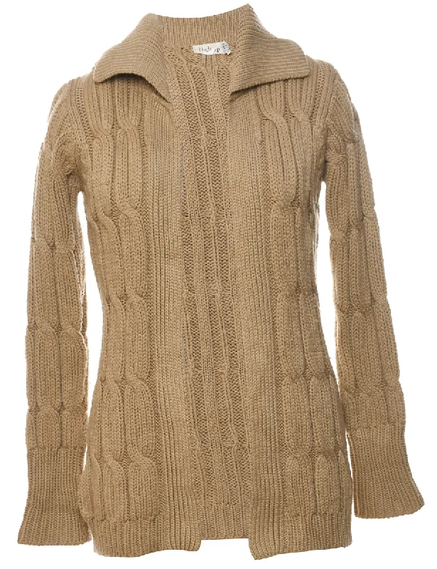 Brown Cable Knit Cardigan - M