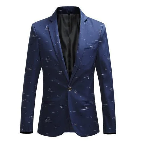 Men Blazer - Casual Blazer With White Prints