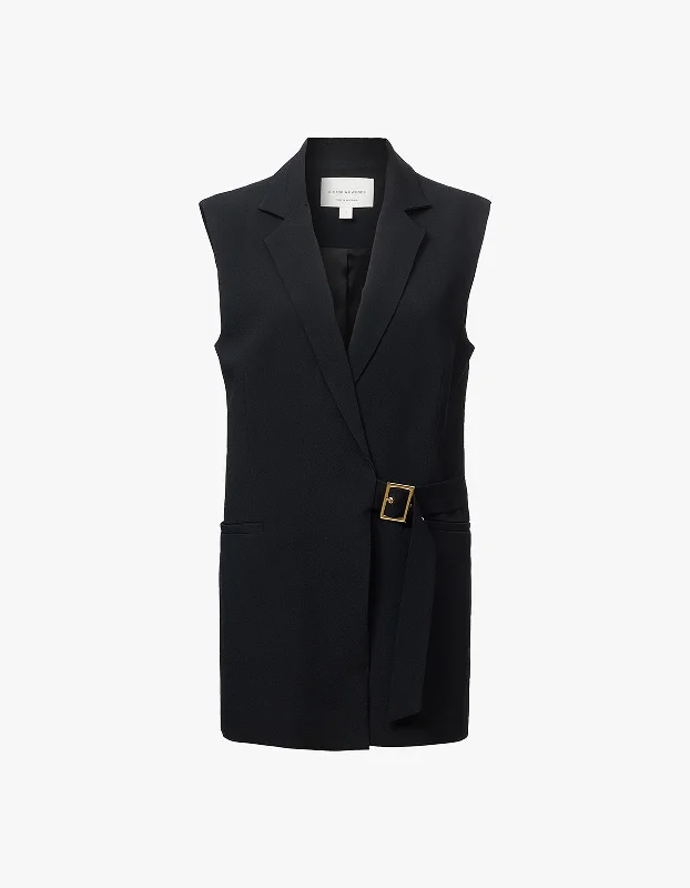 Renowned Sleeveless Blazer - Black