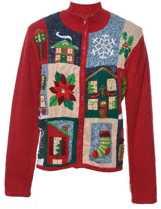 Floral Christmas Cardigan - S