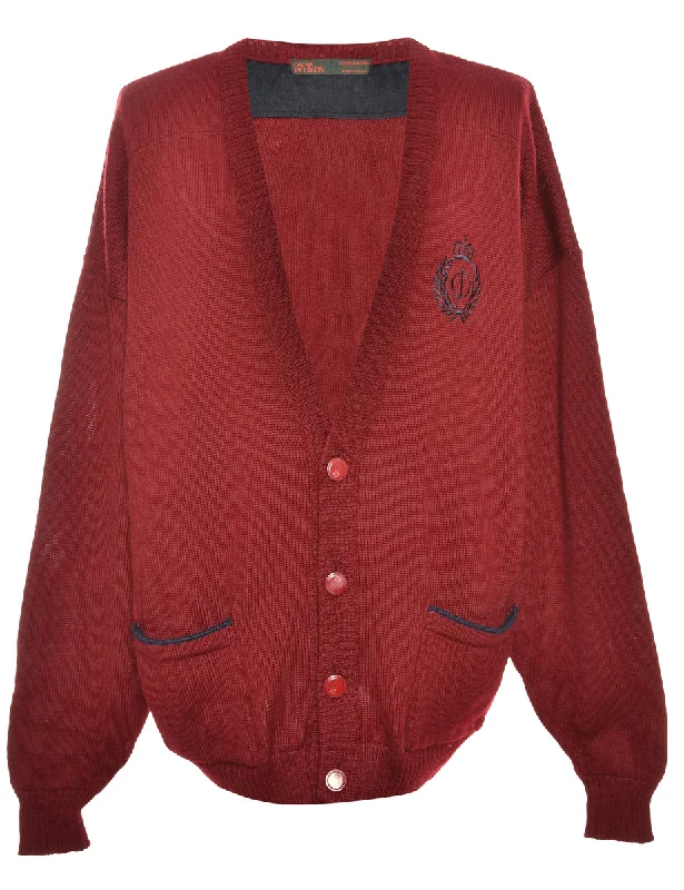 Long Sleeved Maroon Cardigan - L