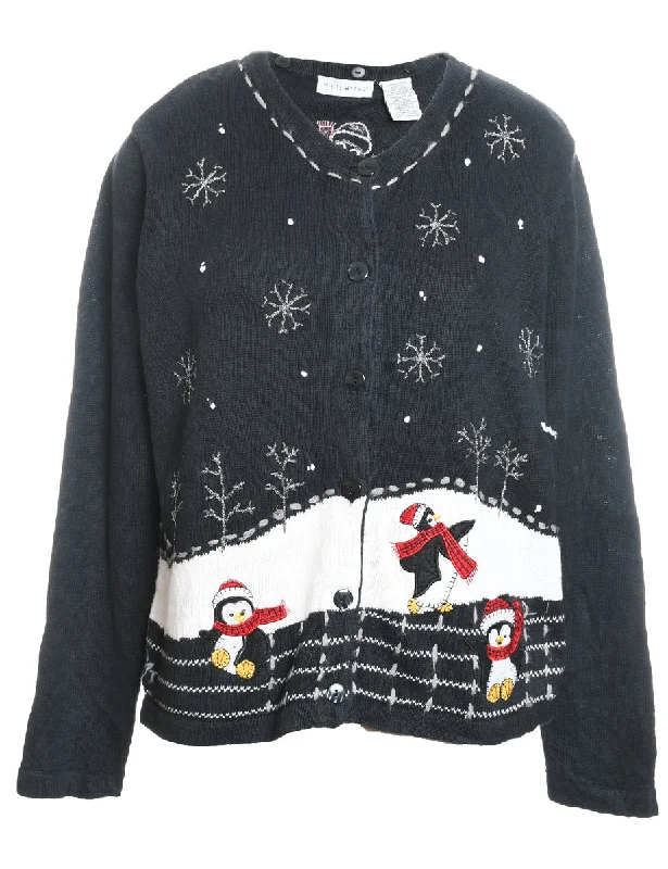 Penquin Christmas Cardigan - L