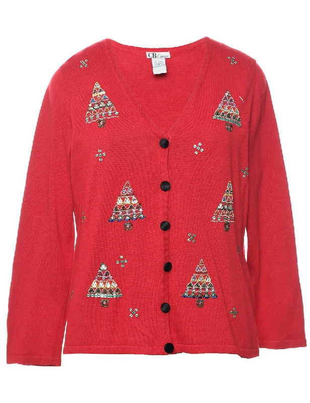 Red Christmas Cardigan - L