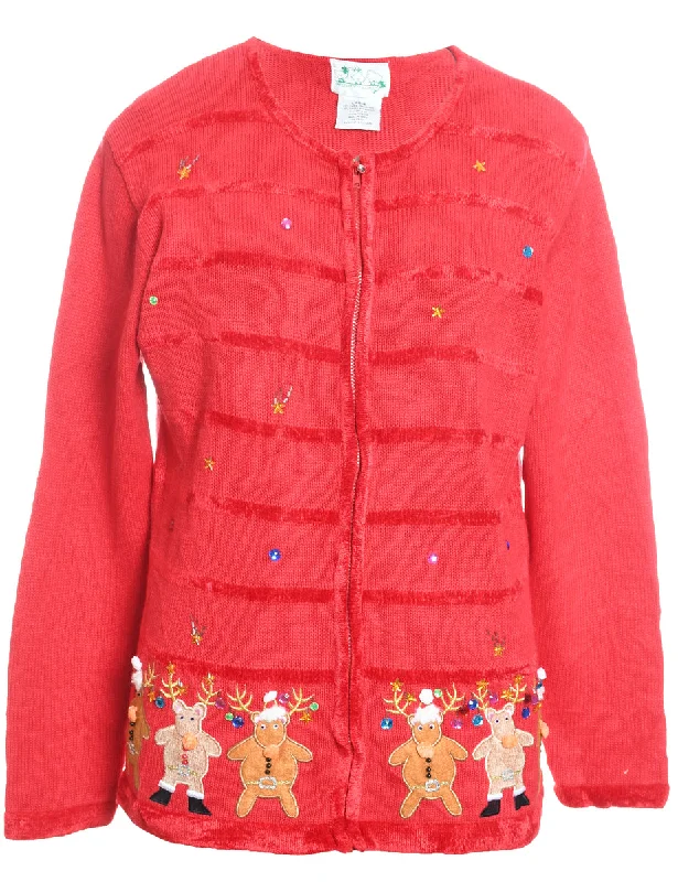 Reindeer Christmas Cardigan - L