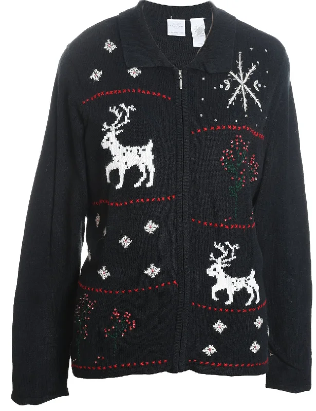 Reindeer Nordic Cardigan - L