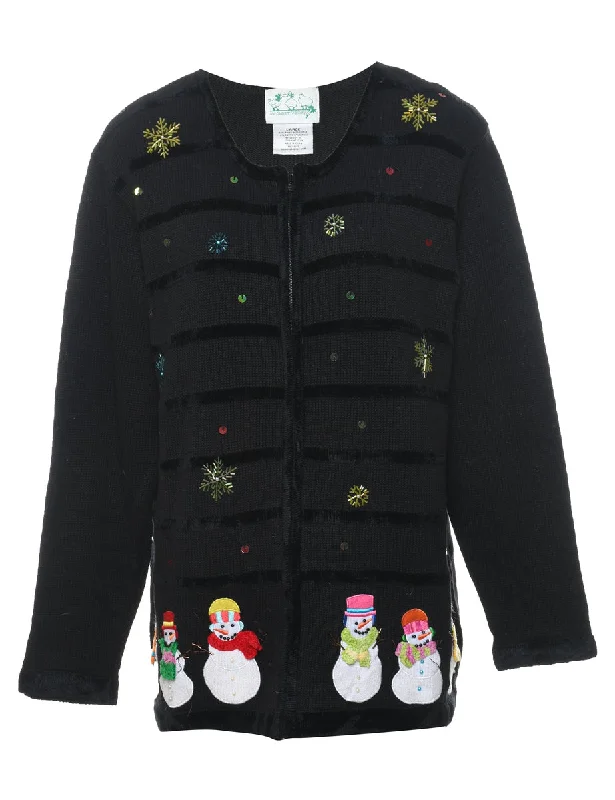 Snowman Christmas Cardigan - L