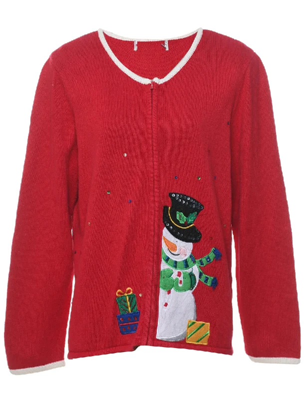 Snowman Christmas Cardigan - L