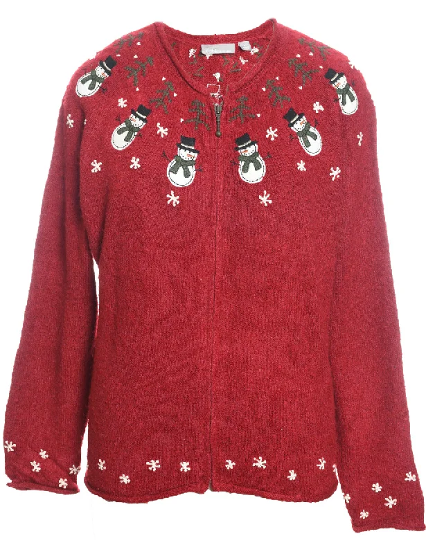 Snowman Christmas Cardigan - L