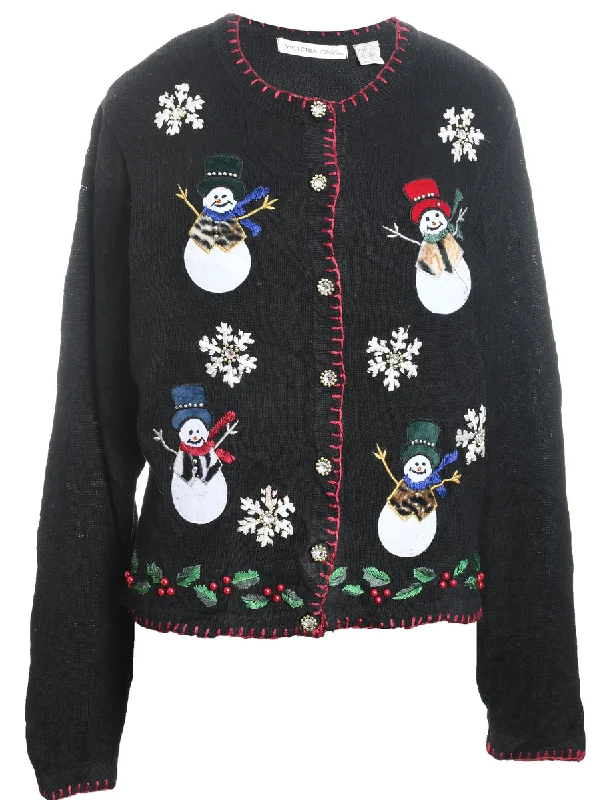 Snowman Christmas Cardigan - L