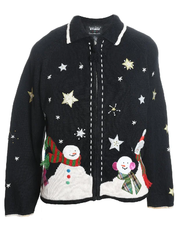 Snowman Christmas Cardigan - L