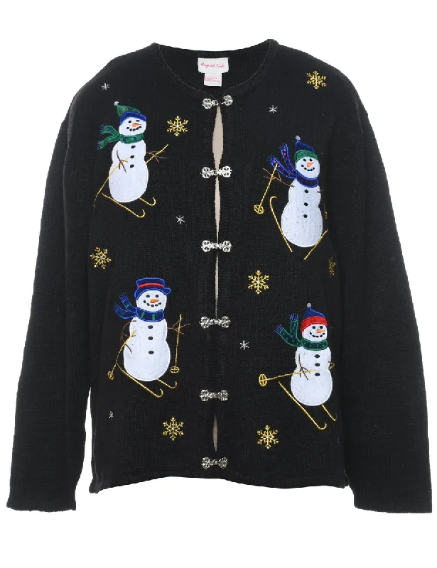 Snowman Christmas Cardigan - L