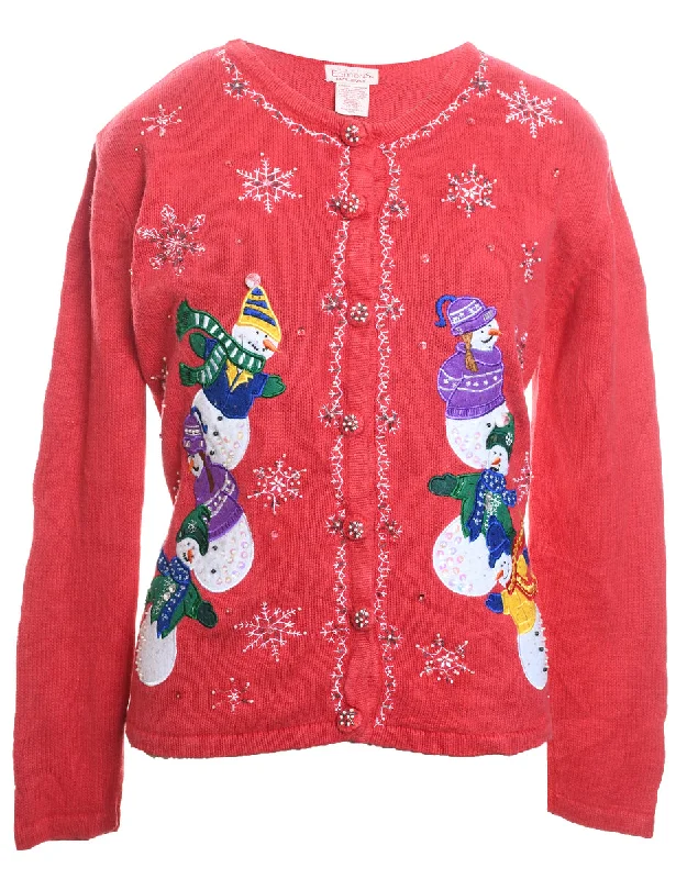 Snowman Christmas Cardigan - L