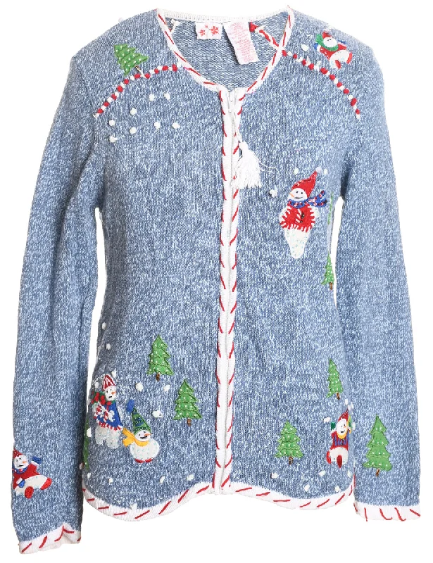 Snowman Christmas Cardigan - L