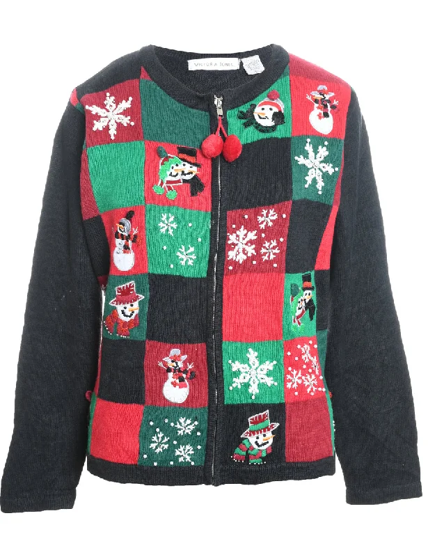 Snowman Christmas Cardigan - L