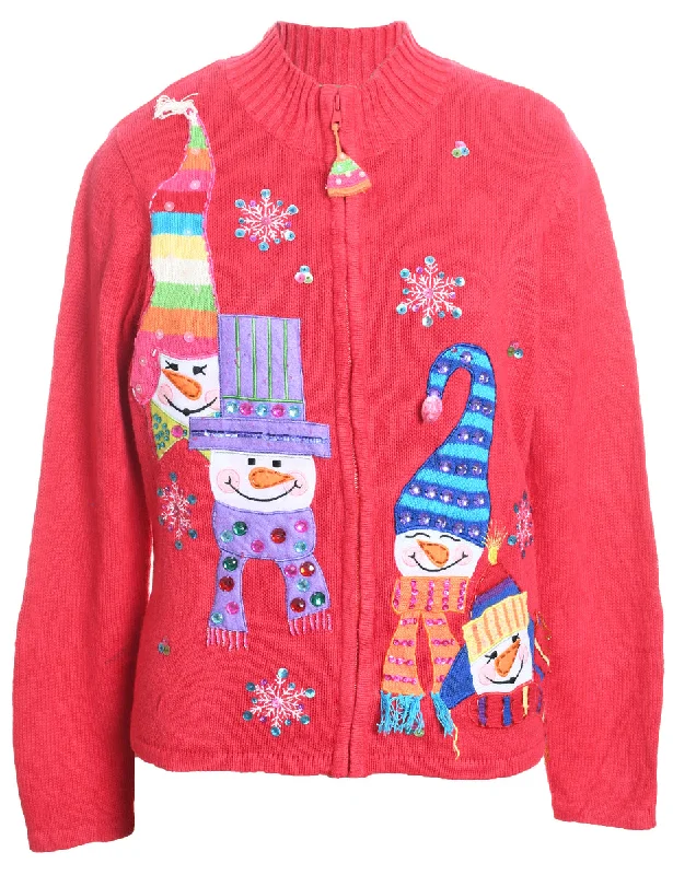 Snowman Christmas Cardigan - L