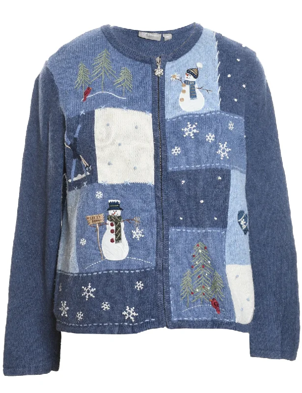 Snowman Christmas Cardigan - M