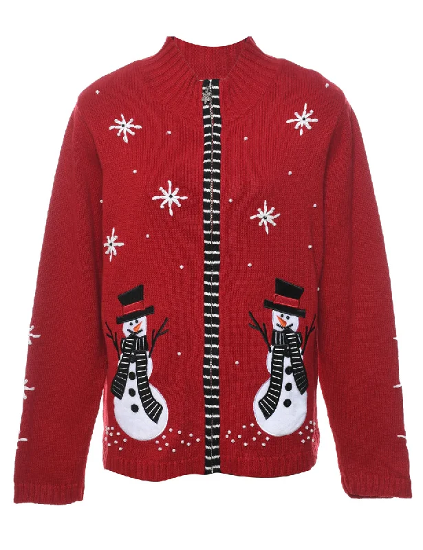 Snowman Christmas Cardigan - M