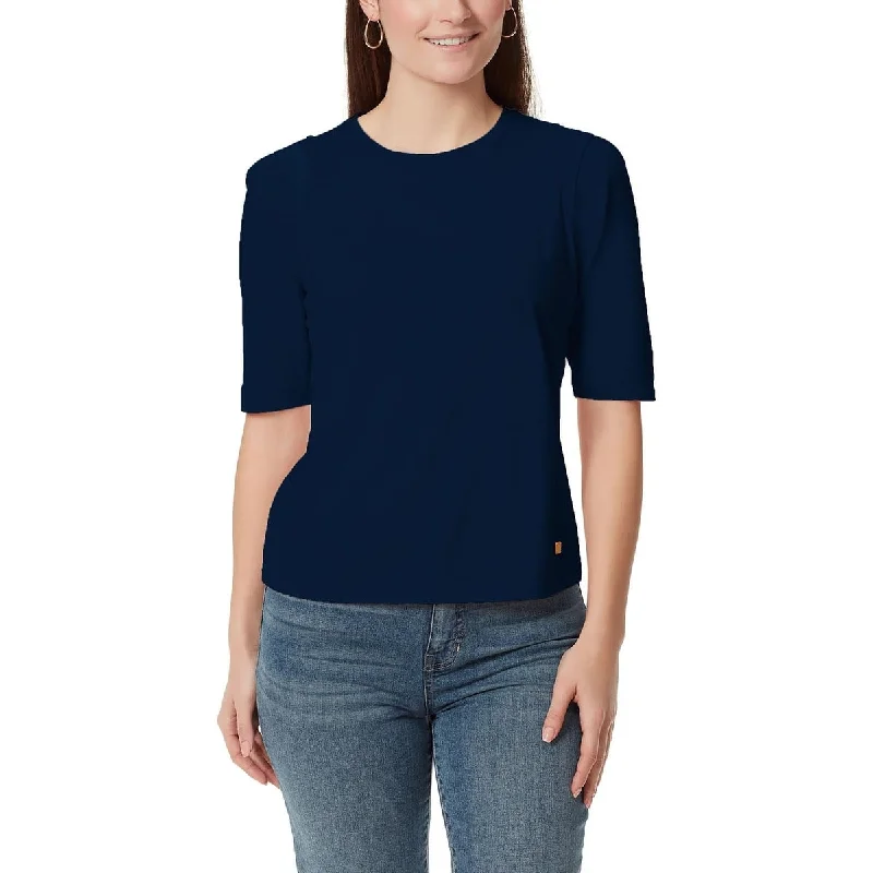 Anne Klein Women's Crewneck Knit T-Shirt Blue Size Small