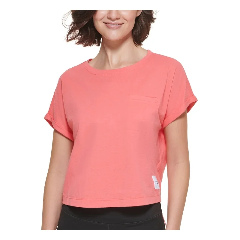 Calvin Klein Women's Bungee Hem Pocket Cotton T-Shirt Red Size Xx-Large