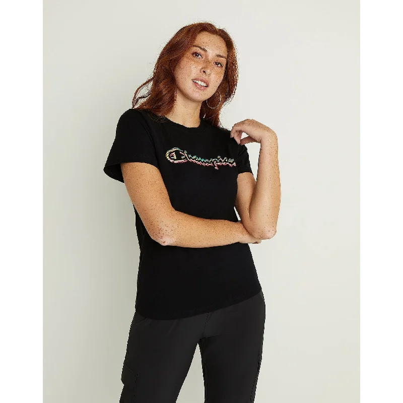 Champion Women's Classic Logo T-Shirt Black Size X Small