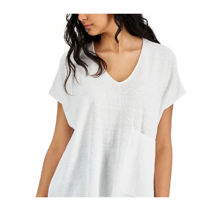 Eileen Fisher Women's Boxy V Neck T-Shirt White Size Large