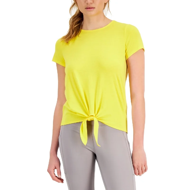 ID Ideology Women's Knot Front T-Shirt Yellow Size X-Large