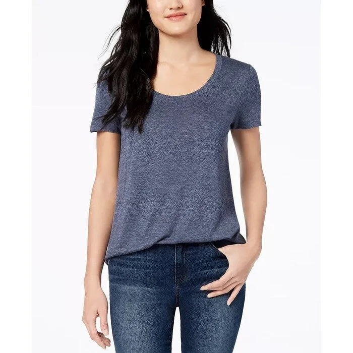 Maison Jules Women's Scoop-Neck T-Shirt Dark Blue Size Extra Small - X-Small