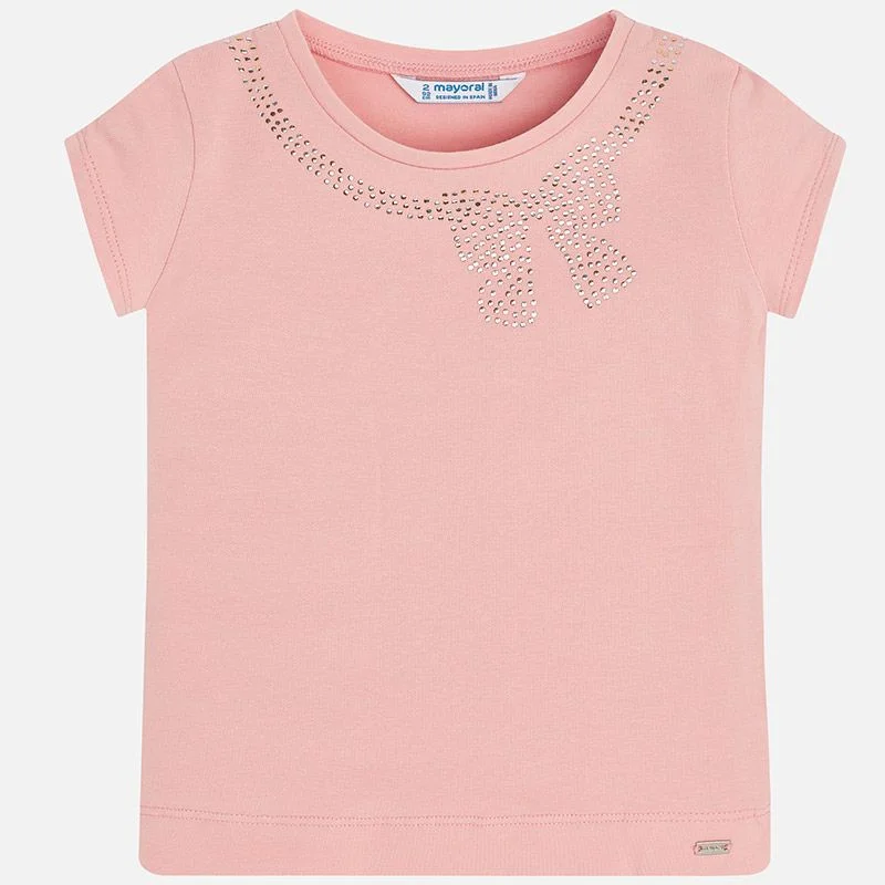 Mayoral 174-086 Kids Girl Basic Short Sleeve T-Shirt in Blush