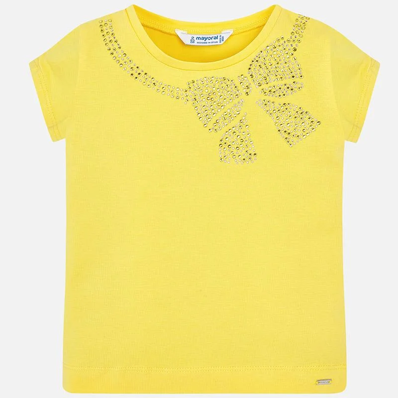 Mayoral 174-084 Kids Girl Short Sleeve T-Shirt - Yellow