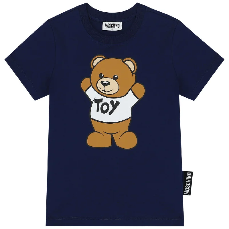 Moschino Kids Teddy Bear Logo T-Shirt - Navy Blue